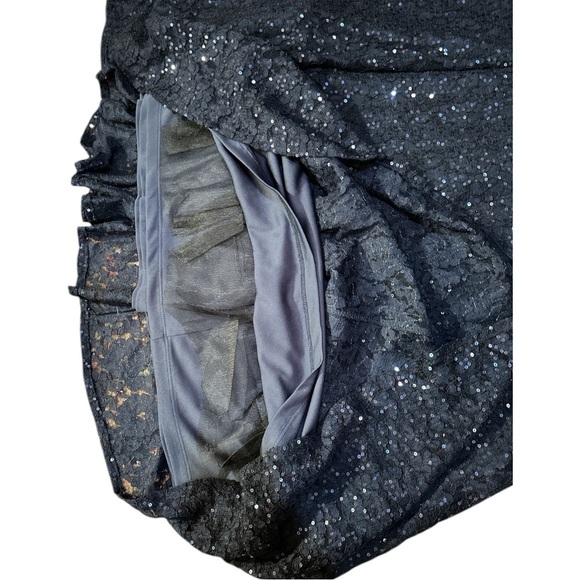 SLNY Navy Sequin Fit & Flare Dress Size 12P NWT - Picture 7 of 13
